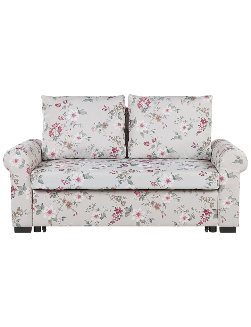 imagem de Sofá-cama de 2 lugares com padrão floral em cinzento claro SILDA2