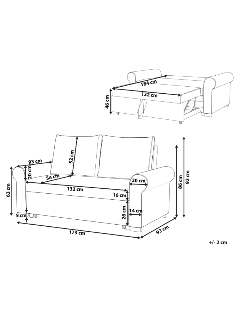 imagem de Sofá-cama de 2 lugares com padrão floral em cinzento claro SILDA3