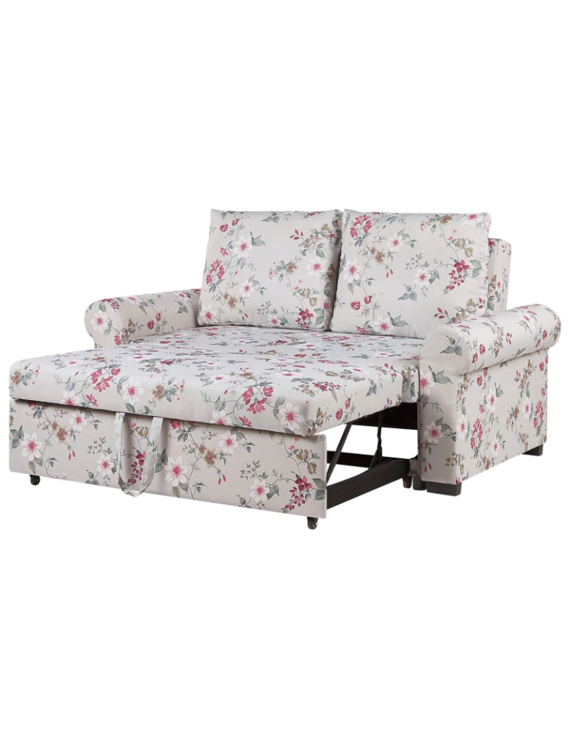 imagem de Sofá-cama de 2 lugares com padrão floral em cinzento claro SILDA5