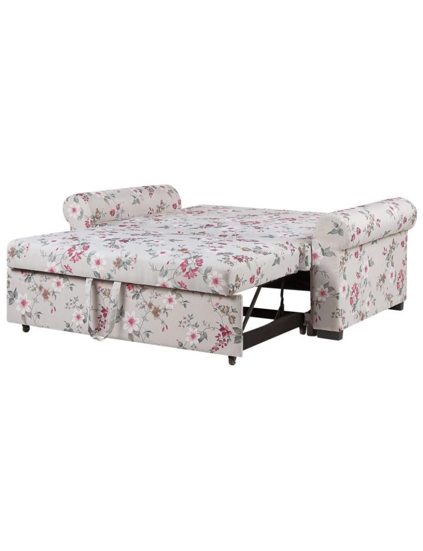 imagem de Sofá-cama de 2 lugares com padrão floral em cinzento claro SILDA6