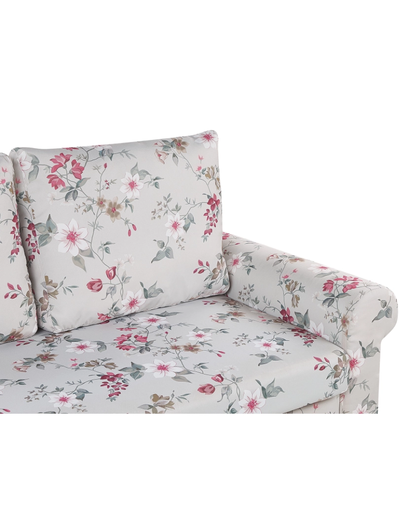 imagem de Sofá-cama de 2 lugares com padrão floral em cinzento claro SILDA9