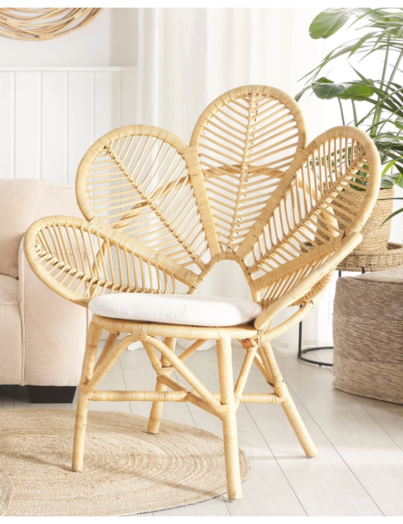 Beliani - Cadeira de jardim Rattan Creme FLORENTINE