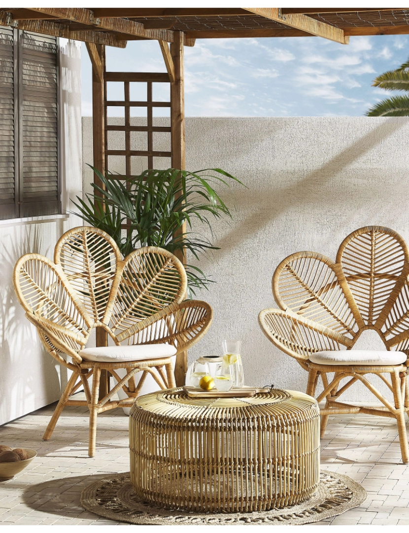 Beliani - Cadeira de jardim Conjunto de 2 Rattan Creme FLORENTINE