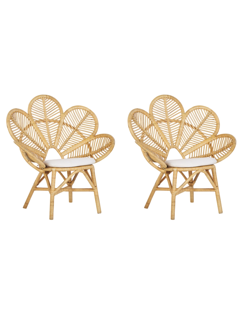 imagem de Cadeira de jardim Conjunto de 2 Rattan Creme FLORENTINE2