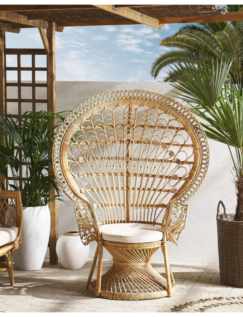 Beliani - Cadeira de jardim Rattan Creme EMMANUELLE