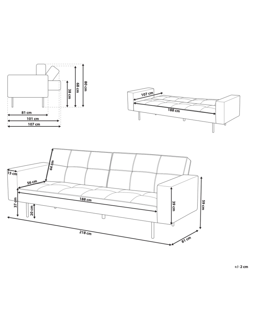 Beliani - Sofá-cama em veludo cinzento VISNES