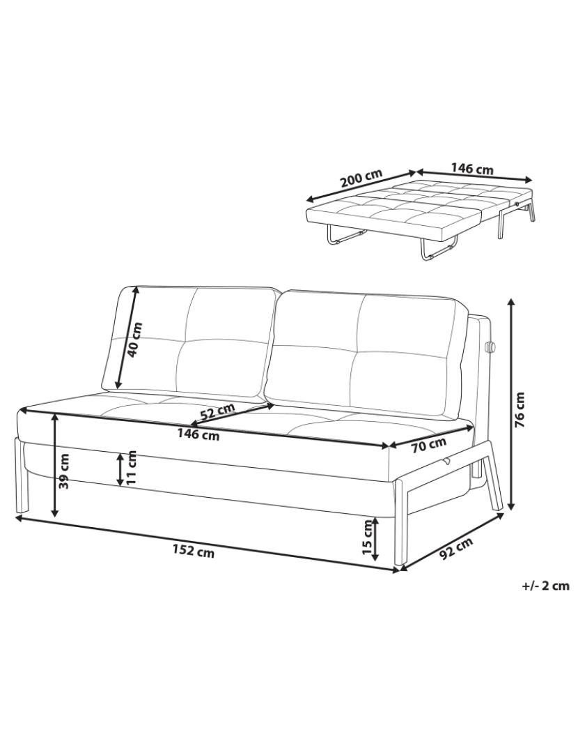 imagem de Sofá-cama de 2 lugares em tecido cinzento claro EDLAND1