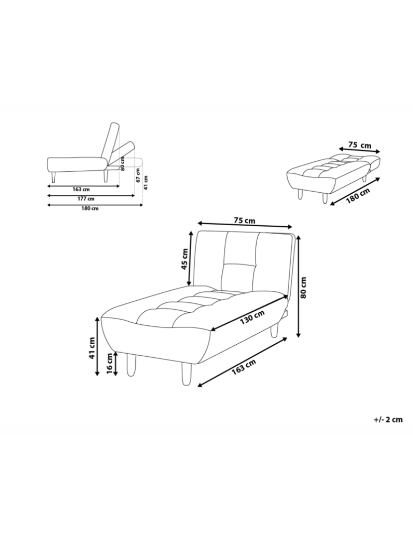 Beliani - Chaise-longue em tecido cinzento claro ALSTEN