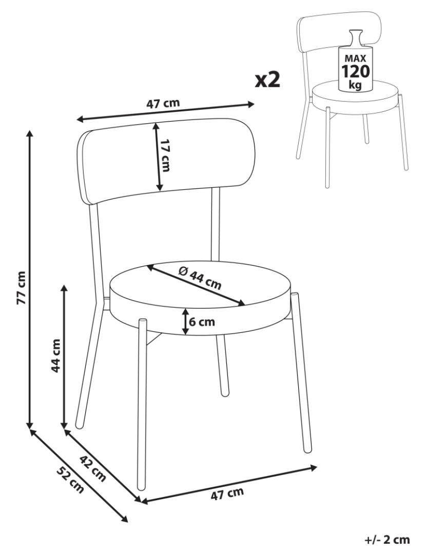 Beliani - Cadeira de refeição Conjunto de 2 Bouclé Branco ALLISON