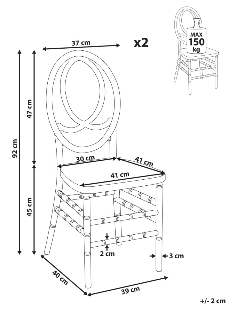 imagem de Cadeiras para eventos Conjunto de 2 Transparente MIDWAY1