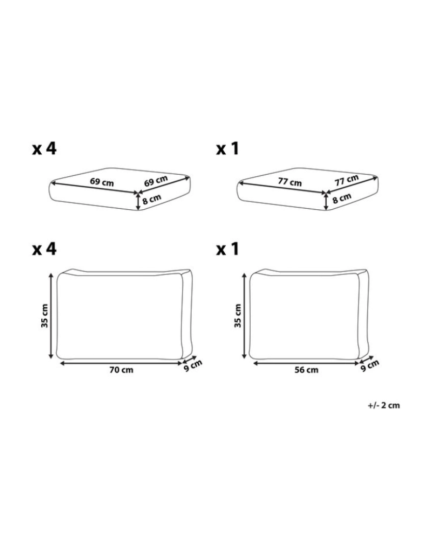 Beliani - Conjunto de capas de almofada branco creme para conjunto de jardim MESSINA