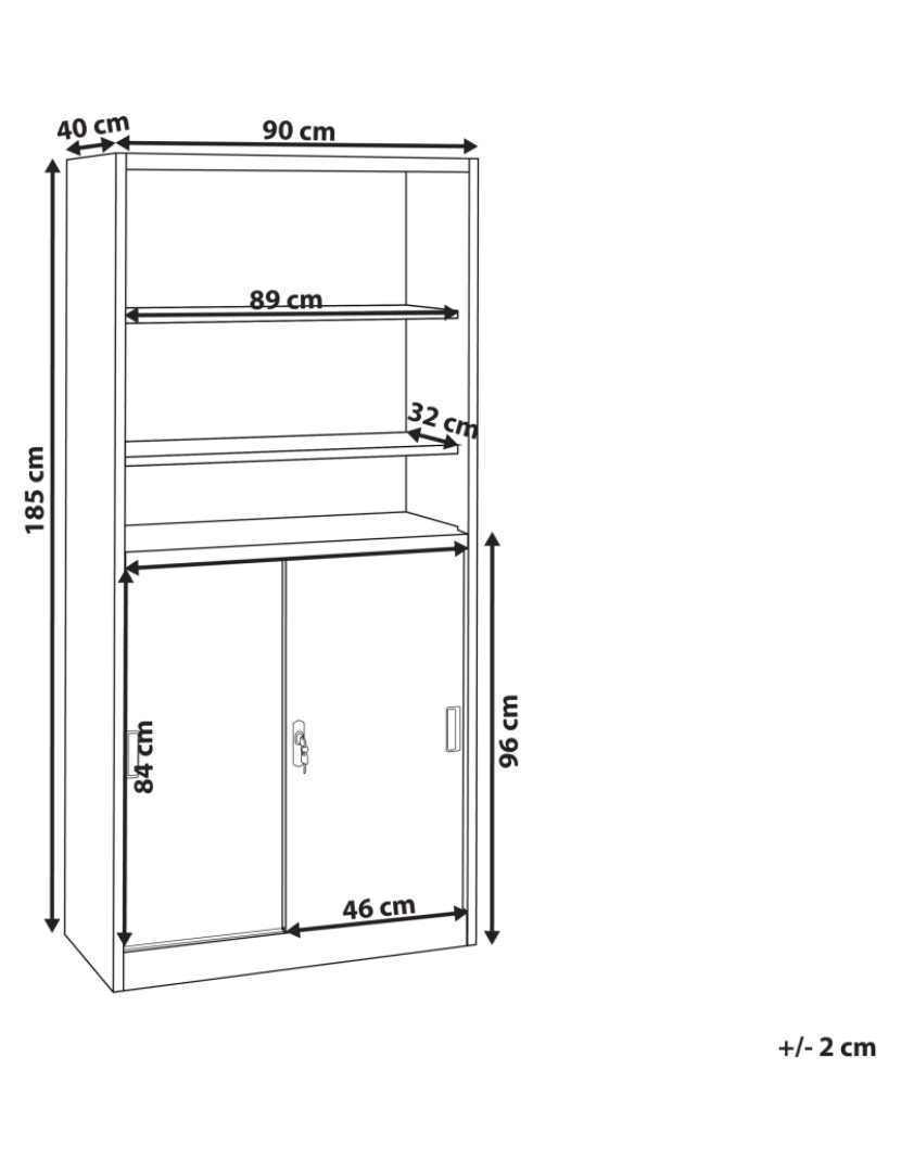 imagem de Armário com 2 portas e prateleiras em metal branco MUSCOVITE1