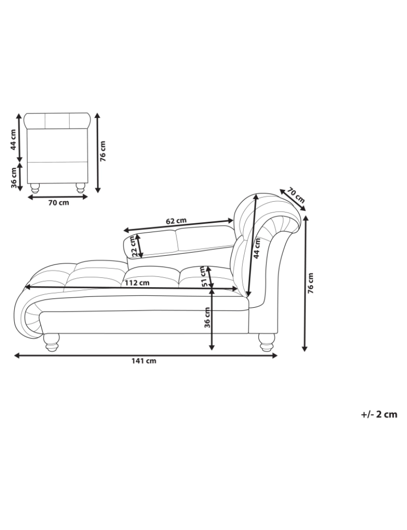 imagem de Chaise-longue à direita em veludo cinzento claro LORMONT1