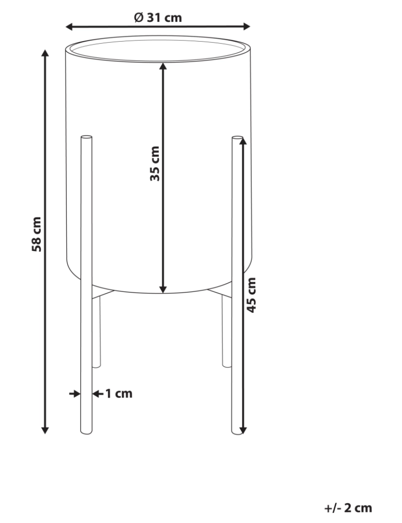 Beliani - Vaso para plantas com pernas em metal cinzento 31 x 31 x 58 cm AUBRIETA