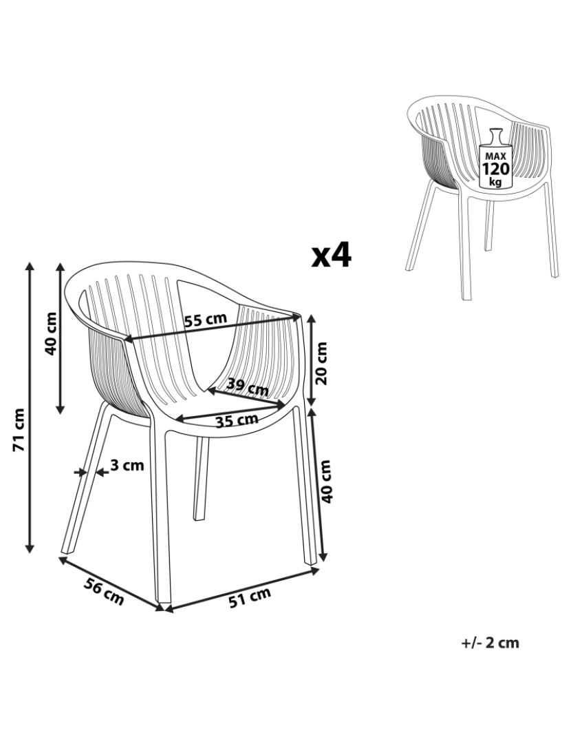 Beliani - Cadeira de jardim Conjunto de 4 Material sintético Branco NAPOLI