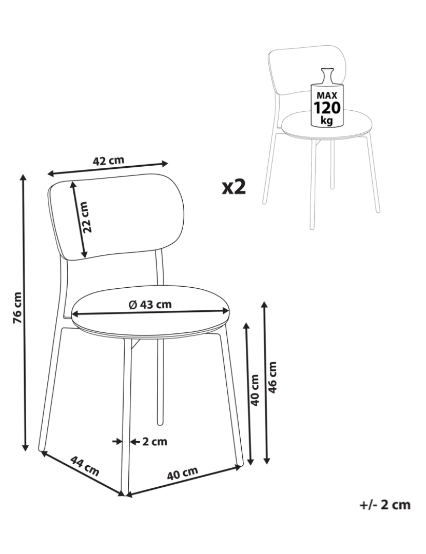 imagem de Cadeira de refeição Conjunto de 2 Tecido Cinzento claro CASEY2