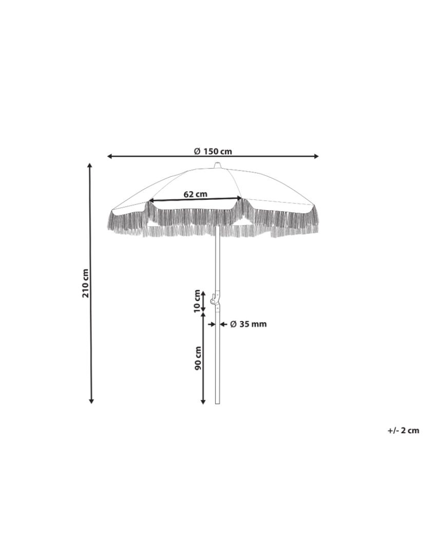 Beliani - Guarda-sol de jardim branco ⌀ 150 cm MONDELLO