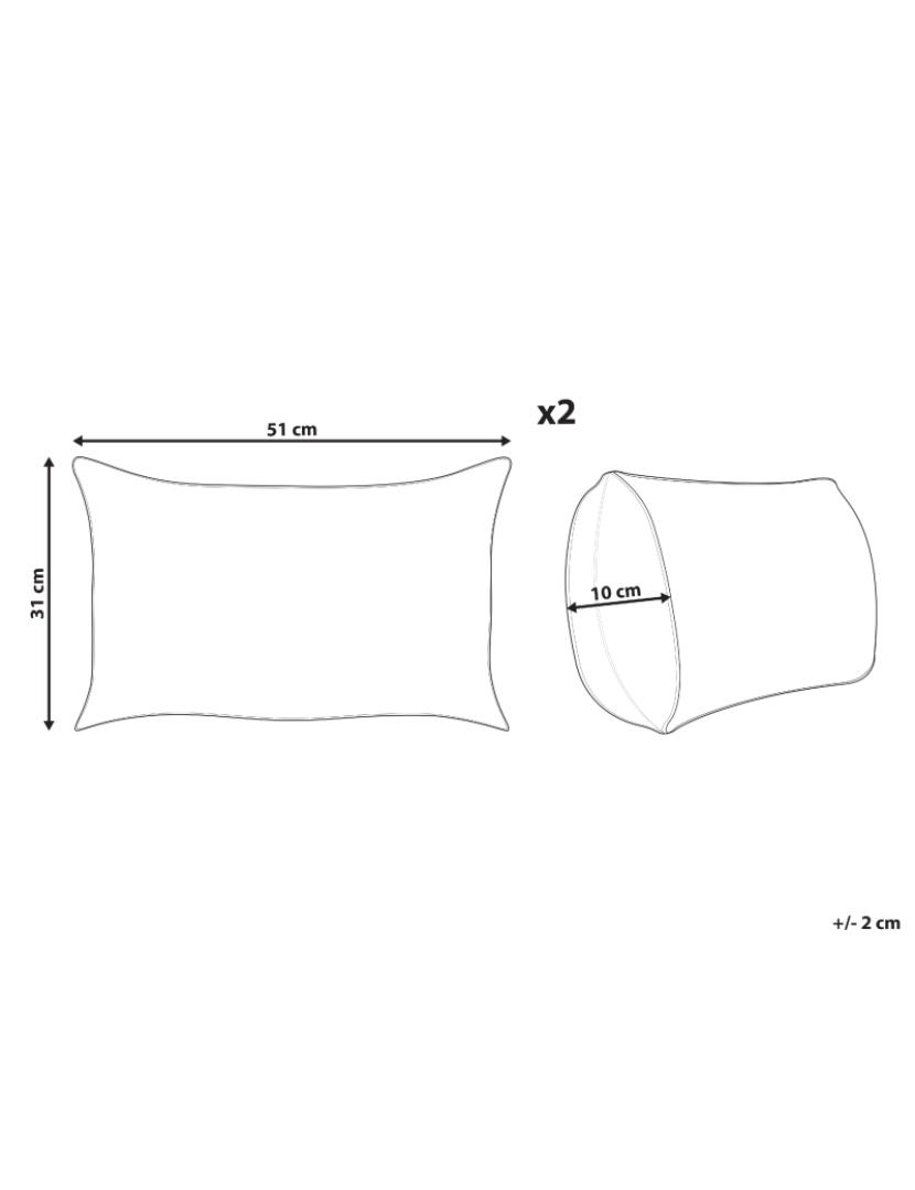 Beliani - Conjunto de 2 almofadas Multicolor URPAD 30 x 50 cm