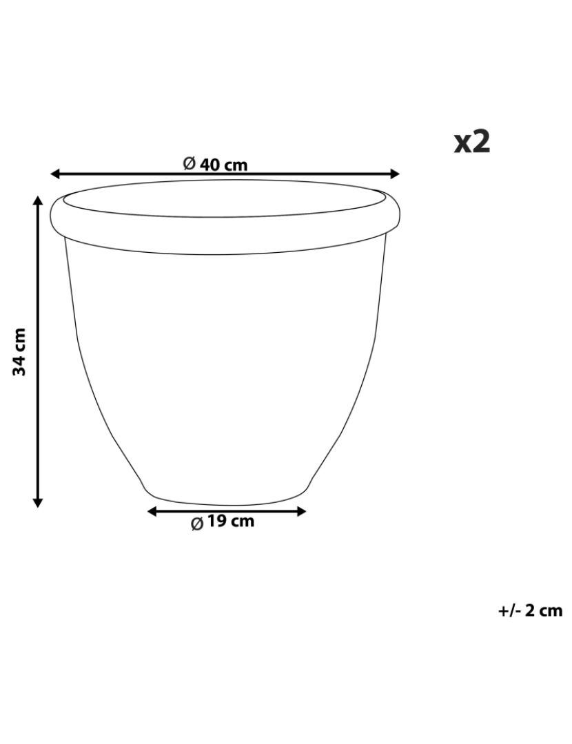 Beliani - Conjunto de 2 vasos de plantas castanhos ⌀ 40 cm TESALIA