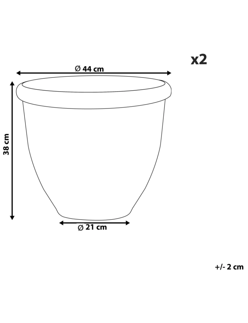 Beliani - Conjunto de 2 vasos de plantas castanhos ⌀ 44 cm TESALIA