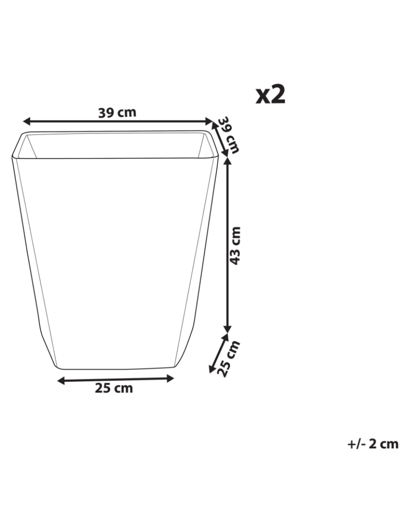 Beliani - Conjunto de 2 vasos para plantas em pedra creme 39 x 39 x 43 cm DELOS