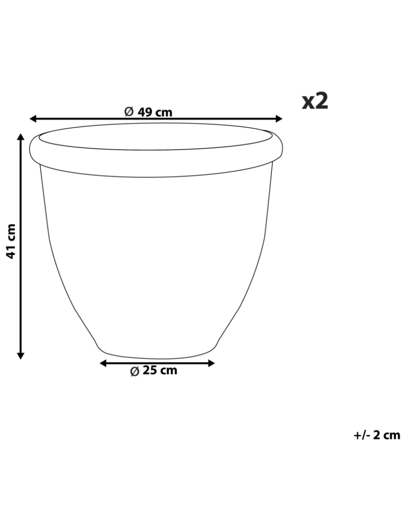 Beliani - Conjunto de 2 vasos de plantas castanhos ⌀ 49 cm TESALIA