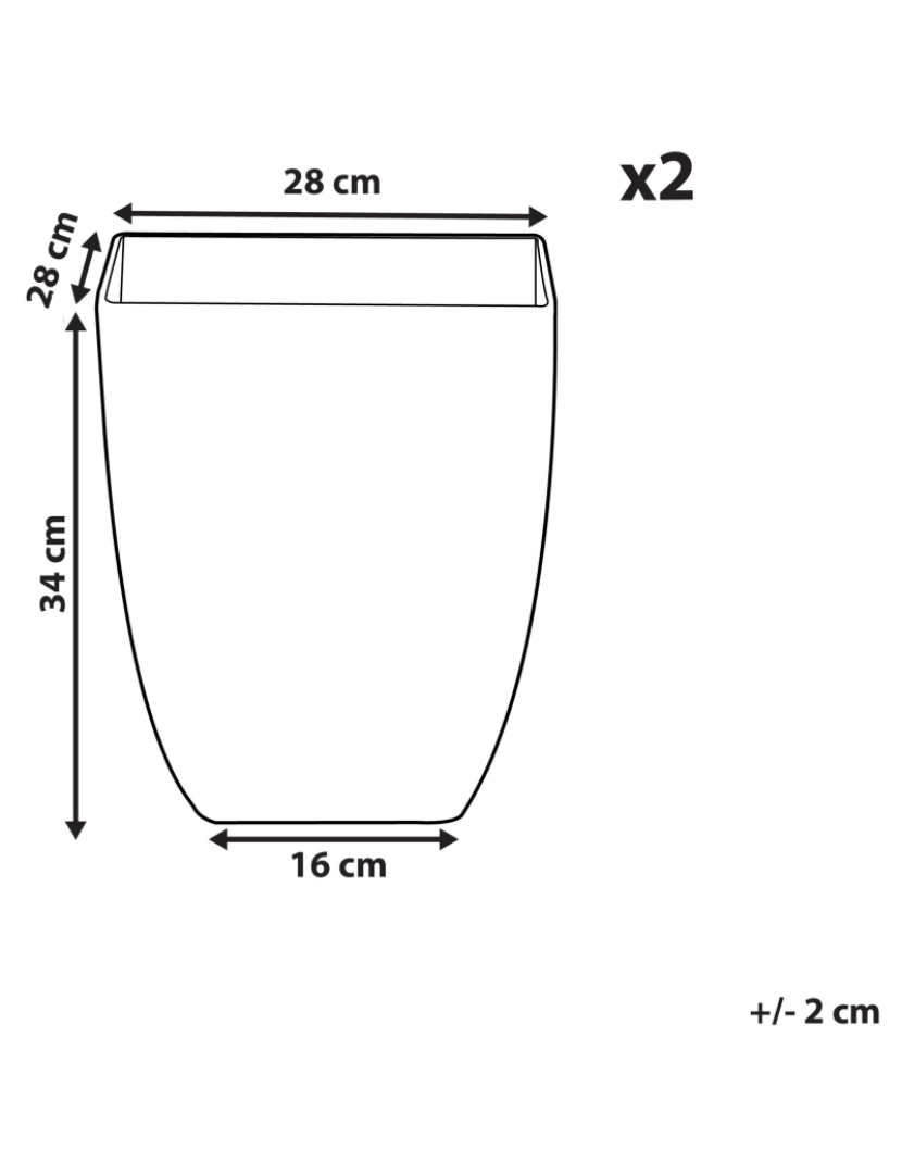 Beliani - Conjunto de 2 vasos para plantas com efeito de mármore branco 28 x 28 x 34 cm MIRO