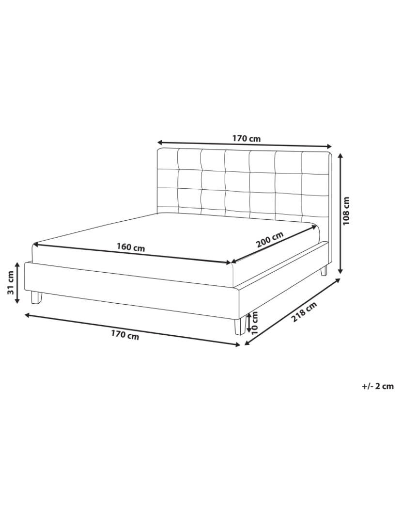 Beliani - Cama de casal de água em tecido cinzento claro 160 x 200 LA ROCHELLE