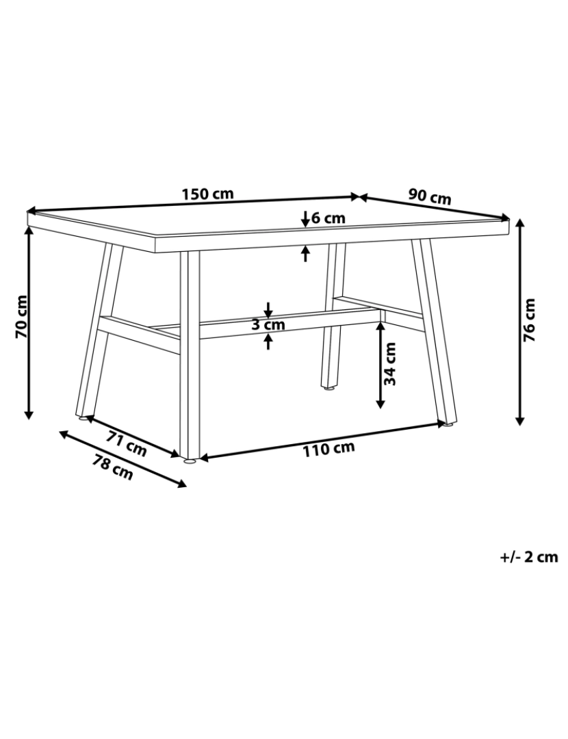 imagem de Mesa de jardim 150 x 90 cm Vidro Preto CANETTO1