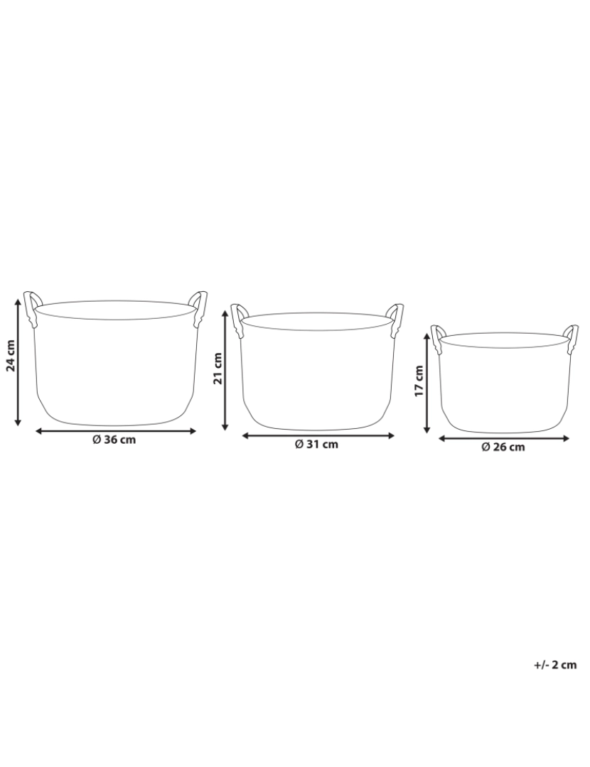 Beliani - Conjunto de 3 cestos em fibra de algas cor natural SAYJAR