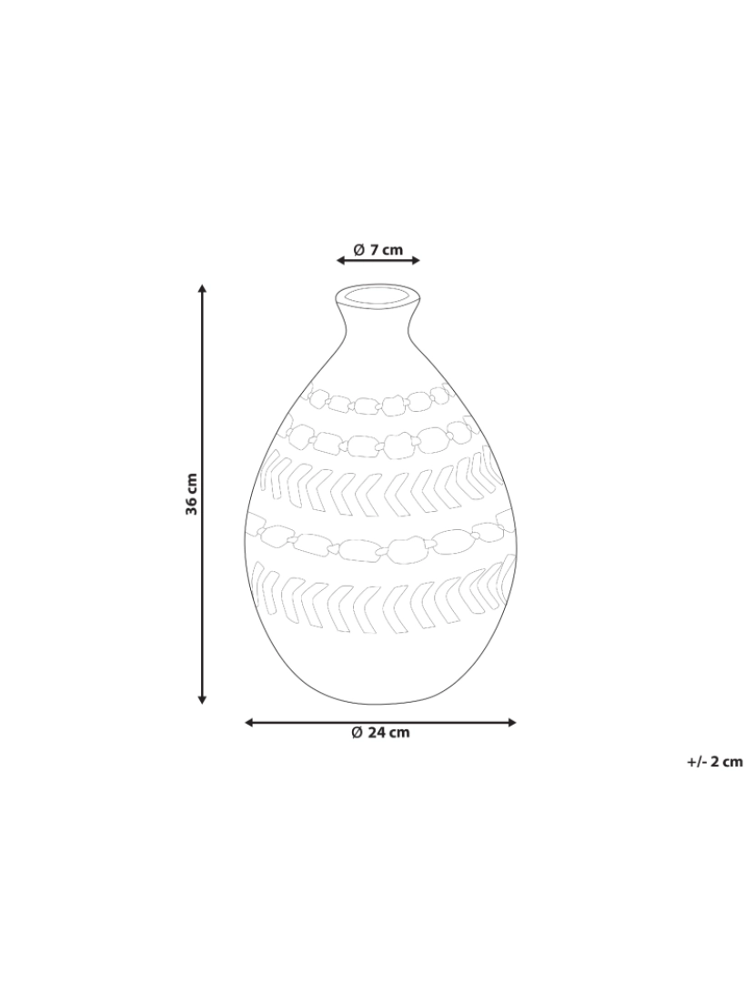 Beliani - Terracota Jarro decorativo 36 cm Castanho Branco KUMU