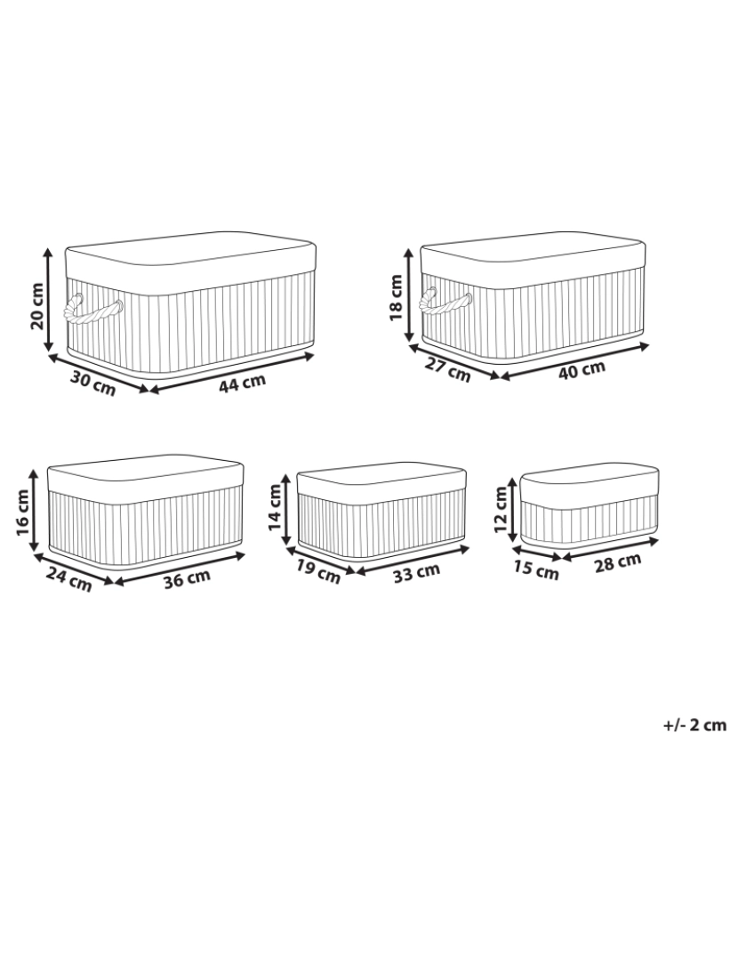 Beliani - Conjunto de 5 cestos em madeira escura de bambu TALPE