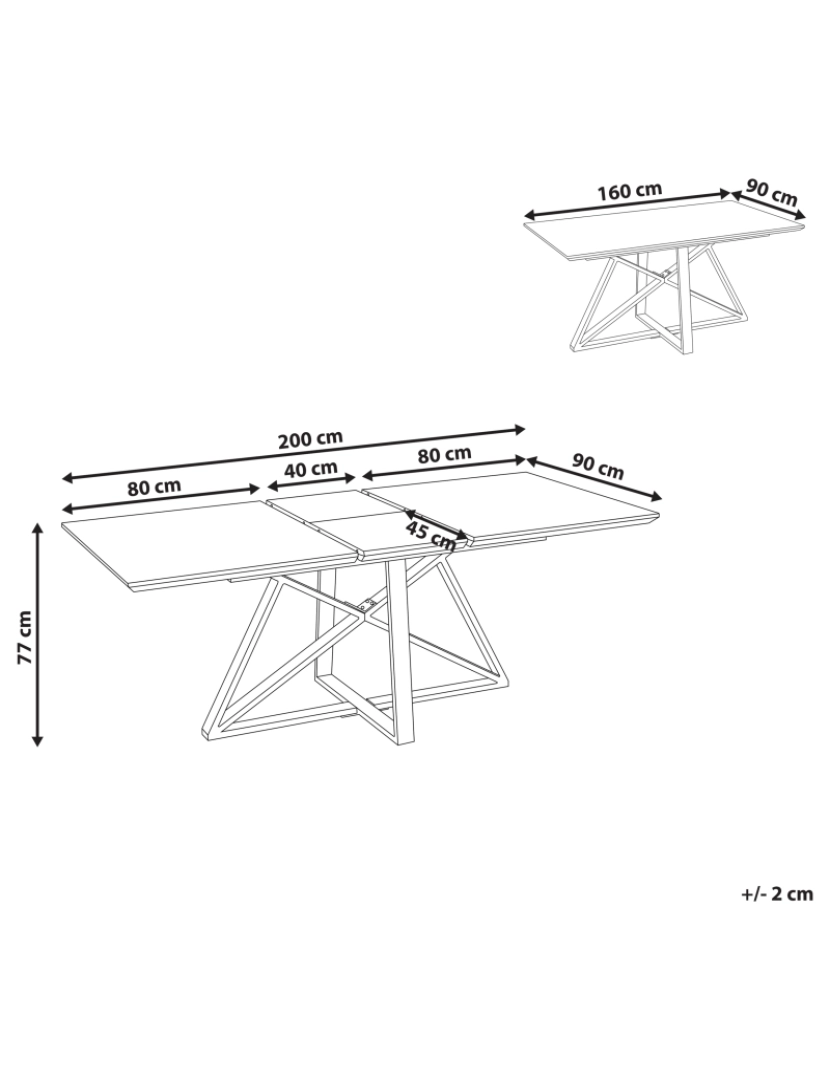 Beliani - Mesa de jantar extensível com efeito de mármore e dourado 160/200 x 90 cm MAXIMUS