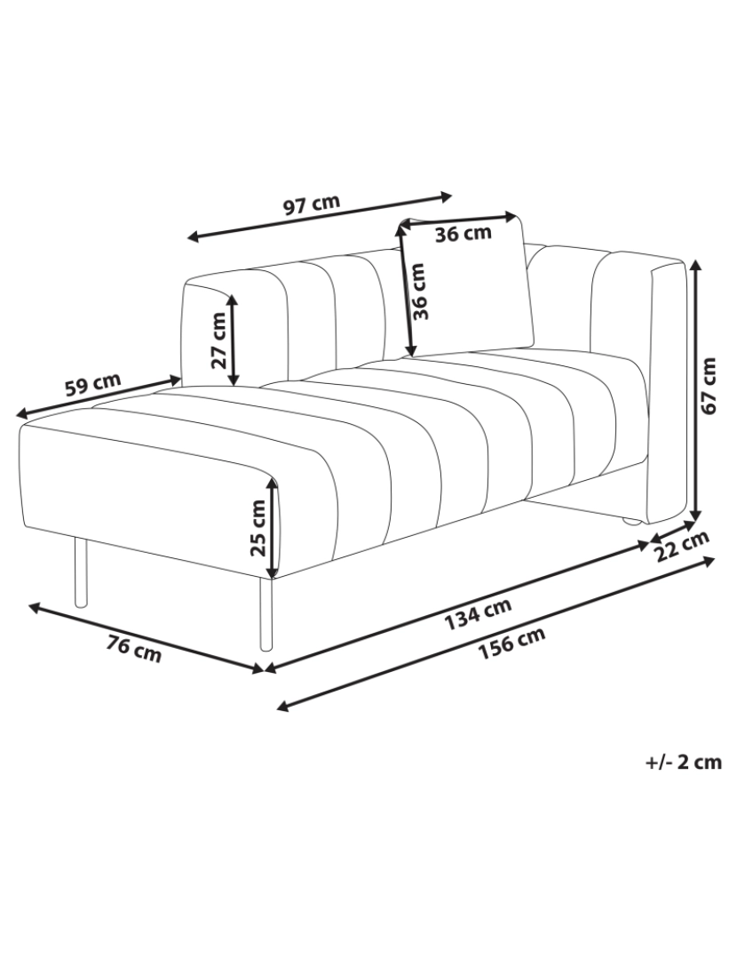 Beliani - Chaise-longue à direita em veludo creme LANNILS