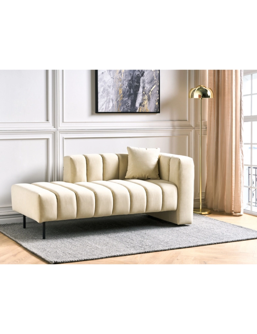 imagem de Chaise-longue à direita em veludo creme LANNILS2