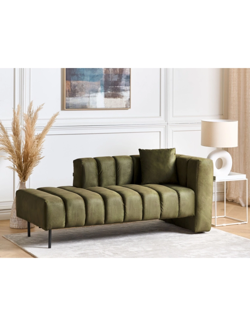 imagem de Chaise-longue à direita em veludo verde LANNILS2