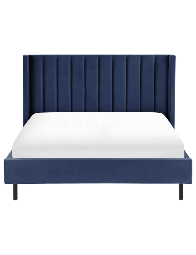 imagem de Cama de casal em veludo azul marinho 160 x 200 cm VILLETTE4