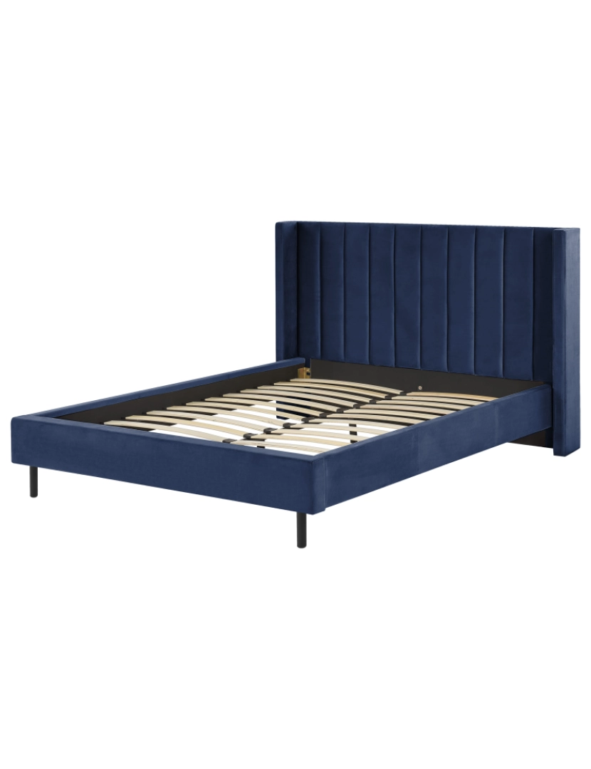 imagem de Cama de casal em veludo azul marinho 160 x 200 cm VILLETTE6