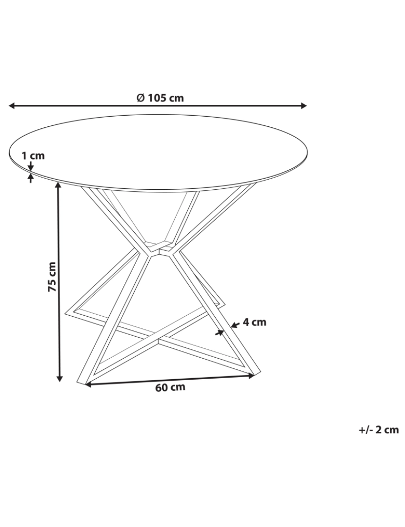 Beliani - Mesa de jantar em inox e vidro temperado preto e dourado ⌀ 105 cm BOSCO