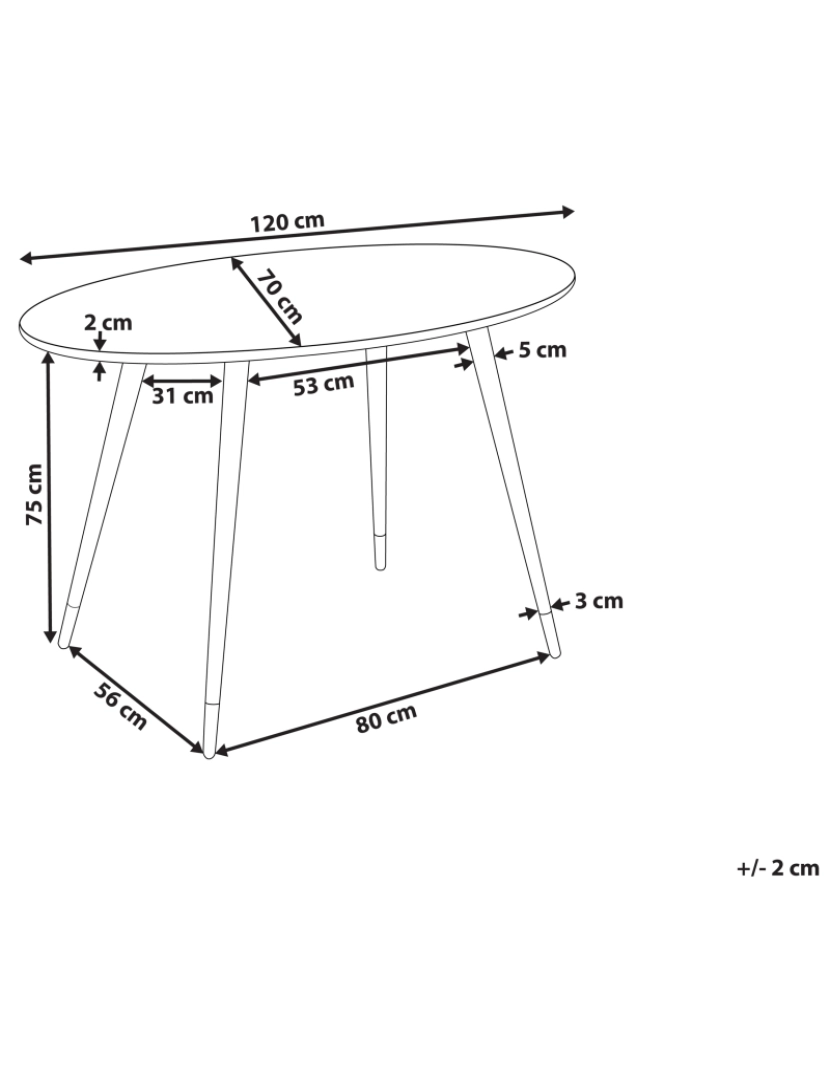 Beliani - Mesa de jantar efeito de mármore e branco 120 x 70 GUTIERE