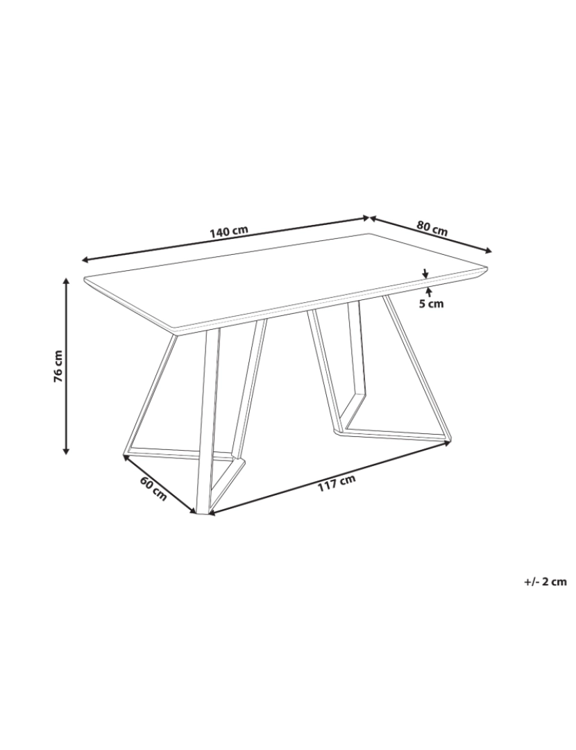 Beliani - Mesa de jantar castanho claro e preto 140 x 80 cm UPTON