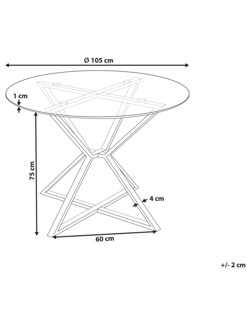 imagem de Mesa de jantar em inox e vidro temperado transparente e prateado ⌀ 105 cm BOSCO1