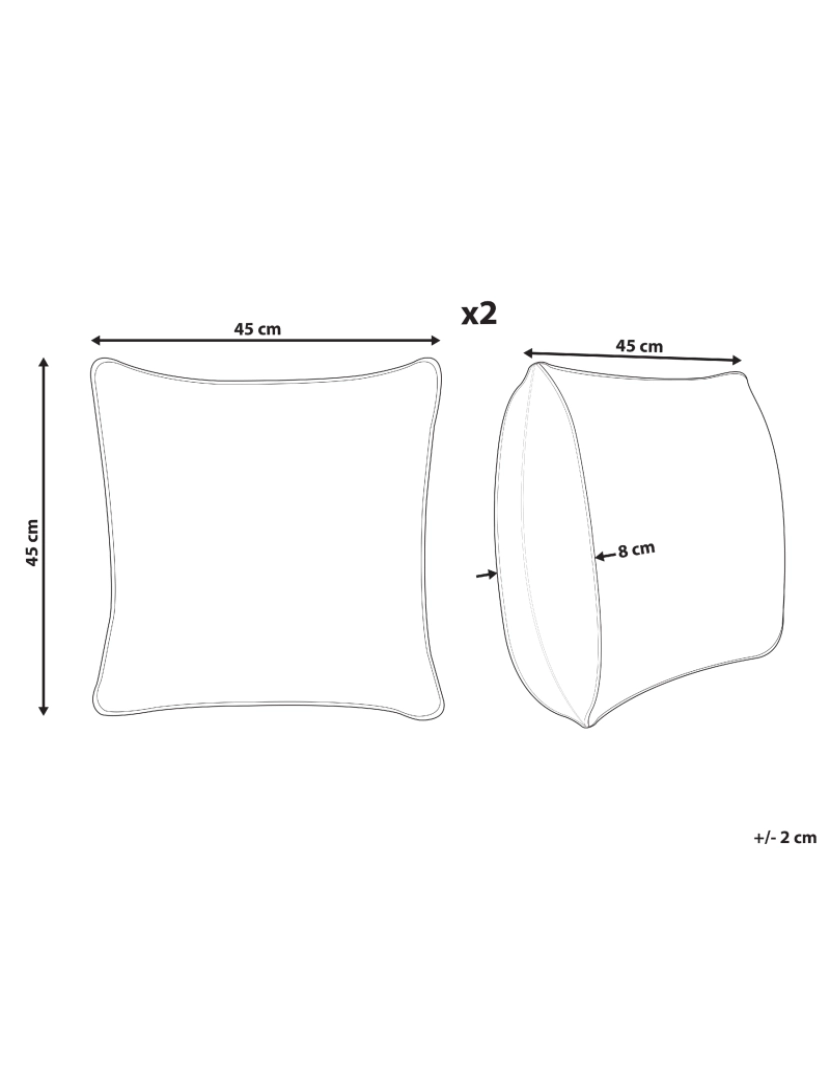 Beliani - Conjunto de 2 almofadas Bordado Algodão Cinzento claro GAZANIA 45 x 45 cm