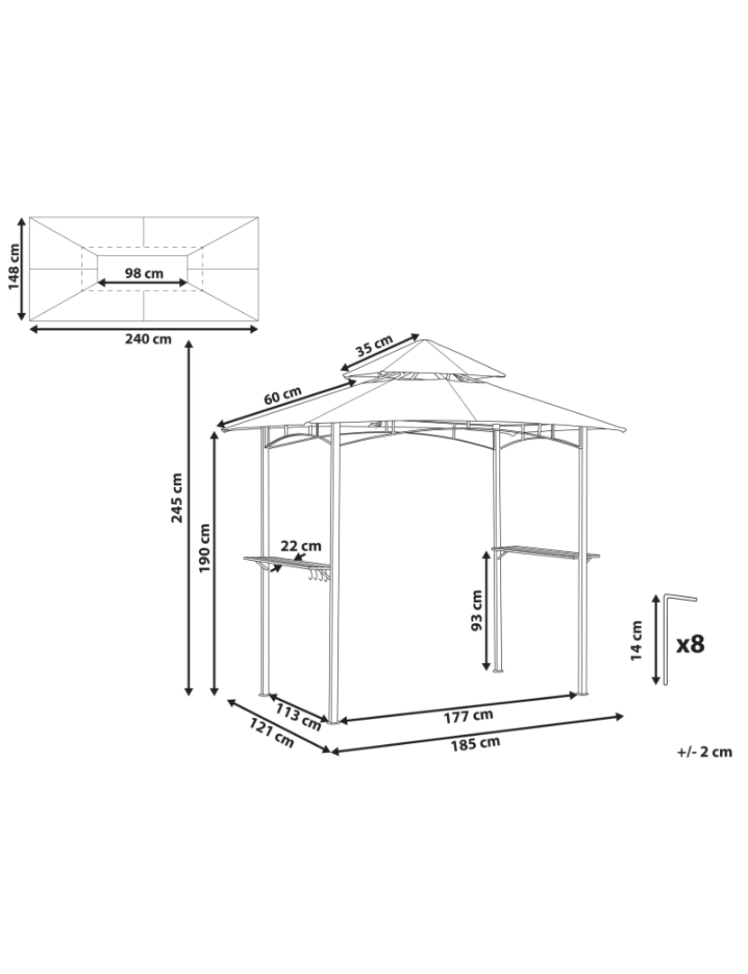 Beliani - Pérgola de Jardim 240 x 148 cm Creme NARO