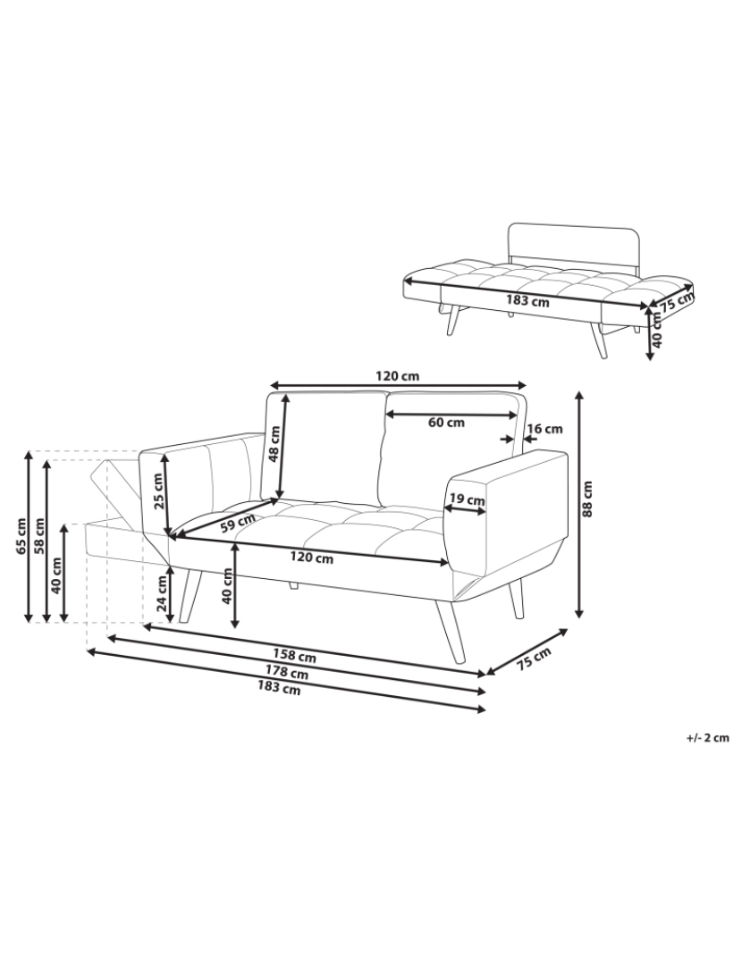 Beliani - Sofá-cama em bouclé branco BREKKE