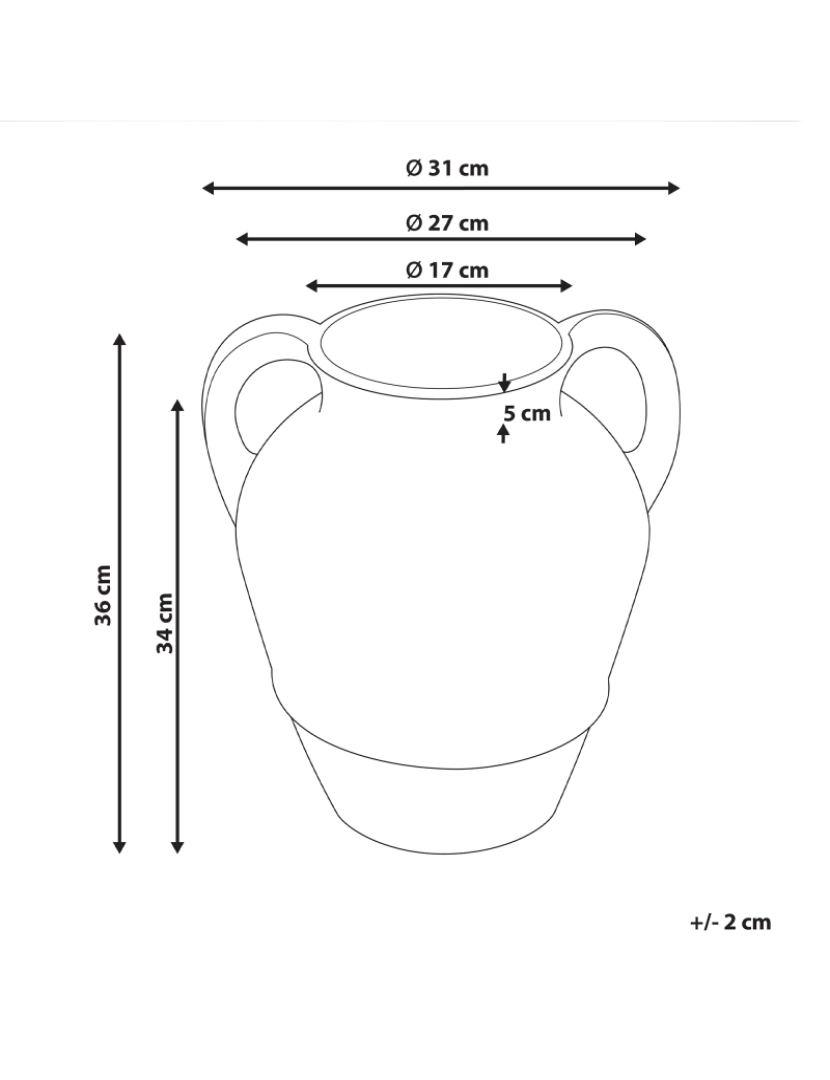 Beliani - Terracota Jarro decorativo 36 cm Creme Castanho BANTING
