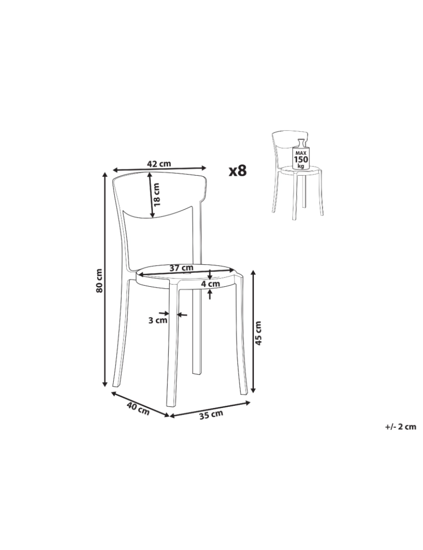 Beliani - Cadeira de jardim Conjunto de 8 Material sintético Preto VIESTE