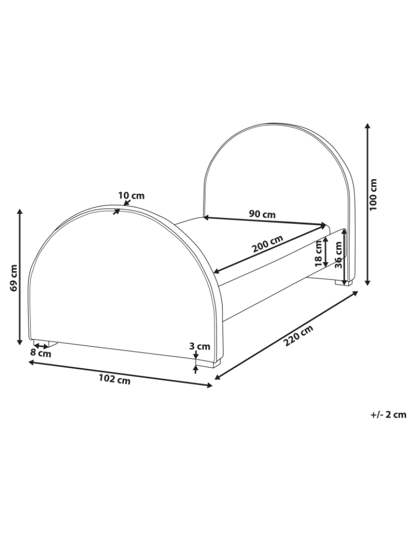 Beliani - Cama de solteiro em veludo creme 90 x 200 cm NOZAY