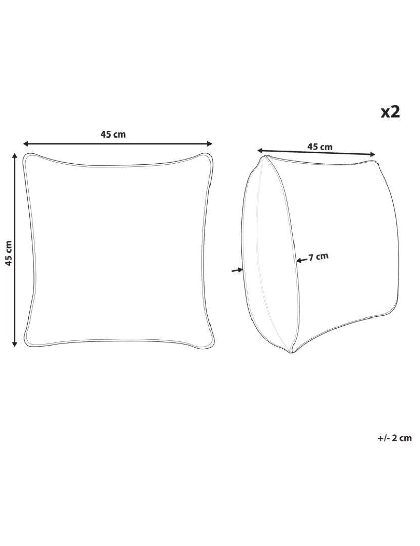 Beliani - Conjunto de 2 almofadas Branco LUBHA 42 x 42 cm