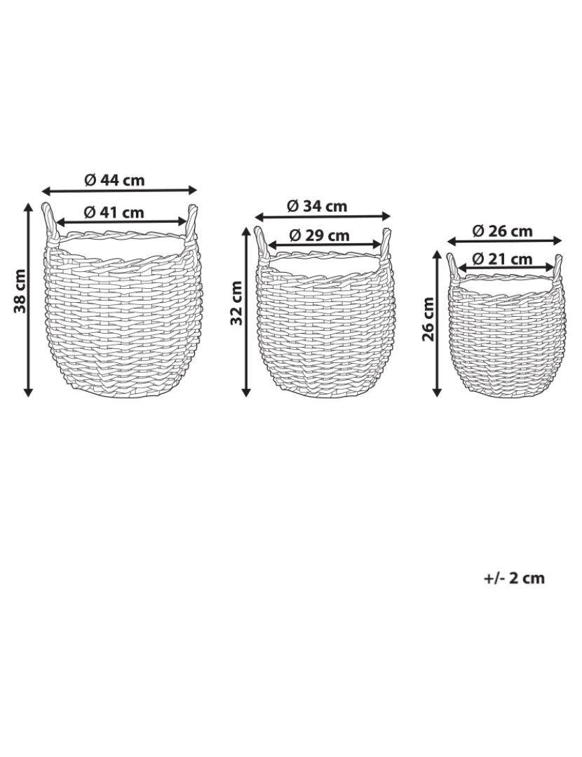 imagem de Conjunto de 3 cestos para plantas em rattan castanho AUCUBA1